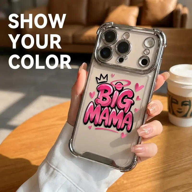 Crown Big Mama Quote Phone Case Protector for iPhone 17 Air 16 15 14 13 12 11 Pro Max Plus Mother's Day Gift Soft Silicone Protective 2D Printing Electroplating Safety Cushion Mobile Phone Cover