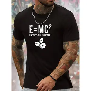 MILK COFFEE Print Tee Shirt, Tees For Men, Casual Short Sleeve T-shirt For Summer