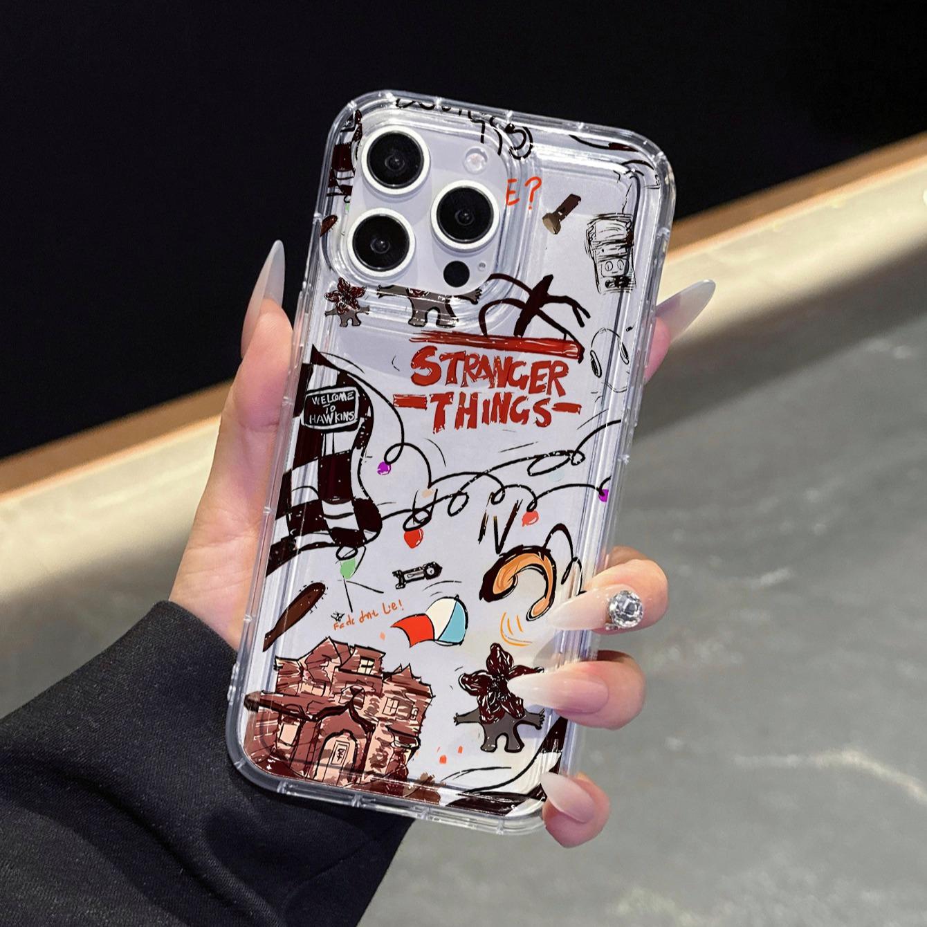 Transparent Shockproof Phone Case for Apple & Samsung, Stranger Things Pattern, Fits Air 17 Pro Max Plus 15 14 13 12 11 X XR