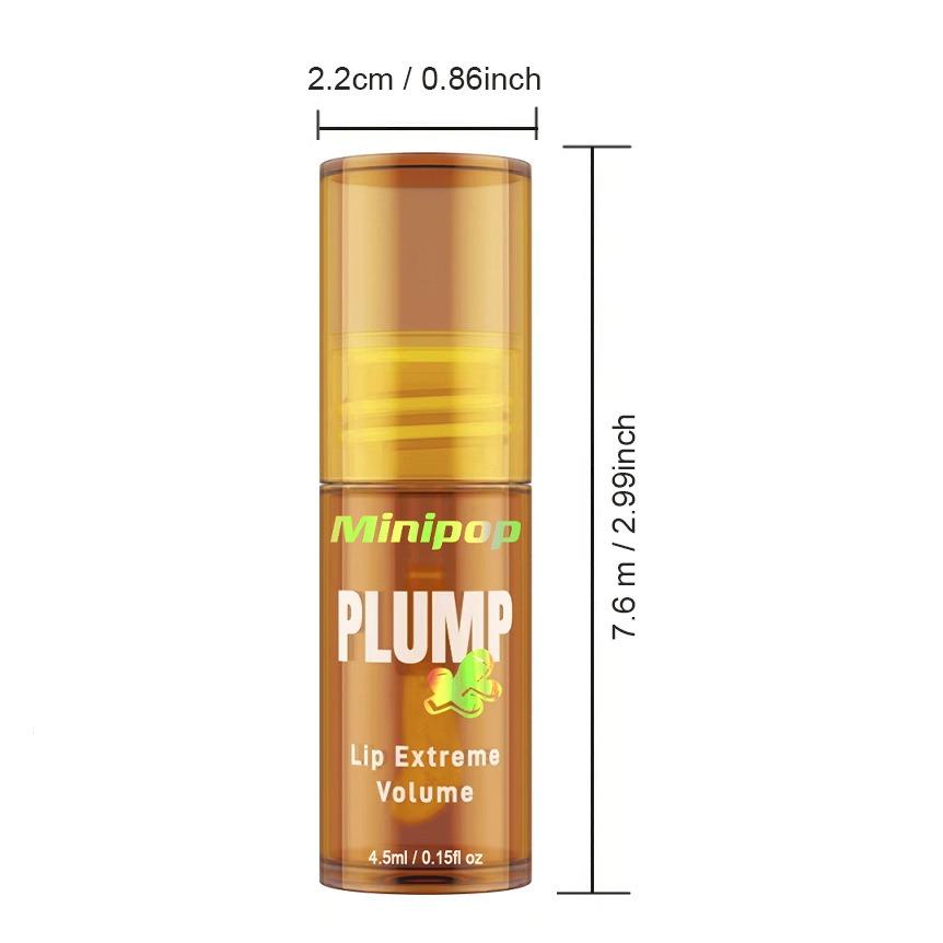 LIP PLUMP Transparent Plumping Lip Oil Lip Treatment - Extreme Lip Plumper Lip Volumizer Infused with Ginger & Chili for a Natural Tingle, Provides Deep Moisturizing & a Non-Sticky Glossy Finish