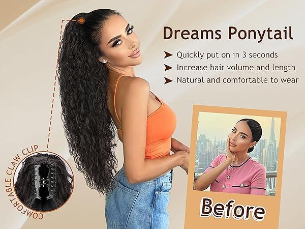 26‘’ Ponytail Extension Claw Curly Pony Tail Clip in Claw Hair Extensions Fluffy Natural Looking Synthetic Hairpiece for Women 26‘’ Ponytail Extension Claw Curly Pony Tail Clip in Claw Hair Extensions Fluffy Natural Looking Synthetic Hairpiece for Women