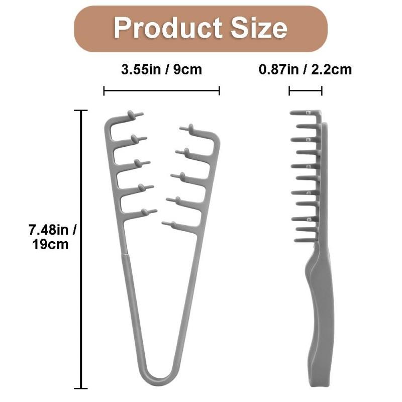 3 Texture Combs, unisex voluminous texture styling combs, wide-tooth textured styling tools, create volume and parting for bangs, ABS plastic textured handle, black + gray + pink