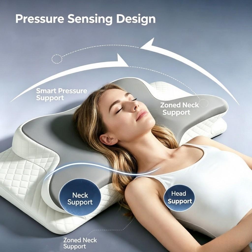 1PC Butterfly Cervical Pillow, Cooling & Breathable Medical Memory Pillow, Ergonomic Neck Curve Correction, Effectively Relieve Cervical Discomfort and Stiff Neck & Shoulder