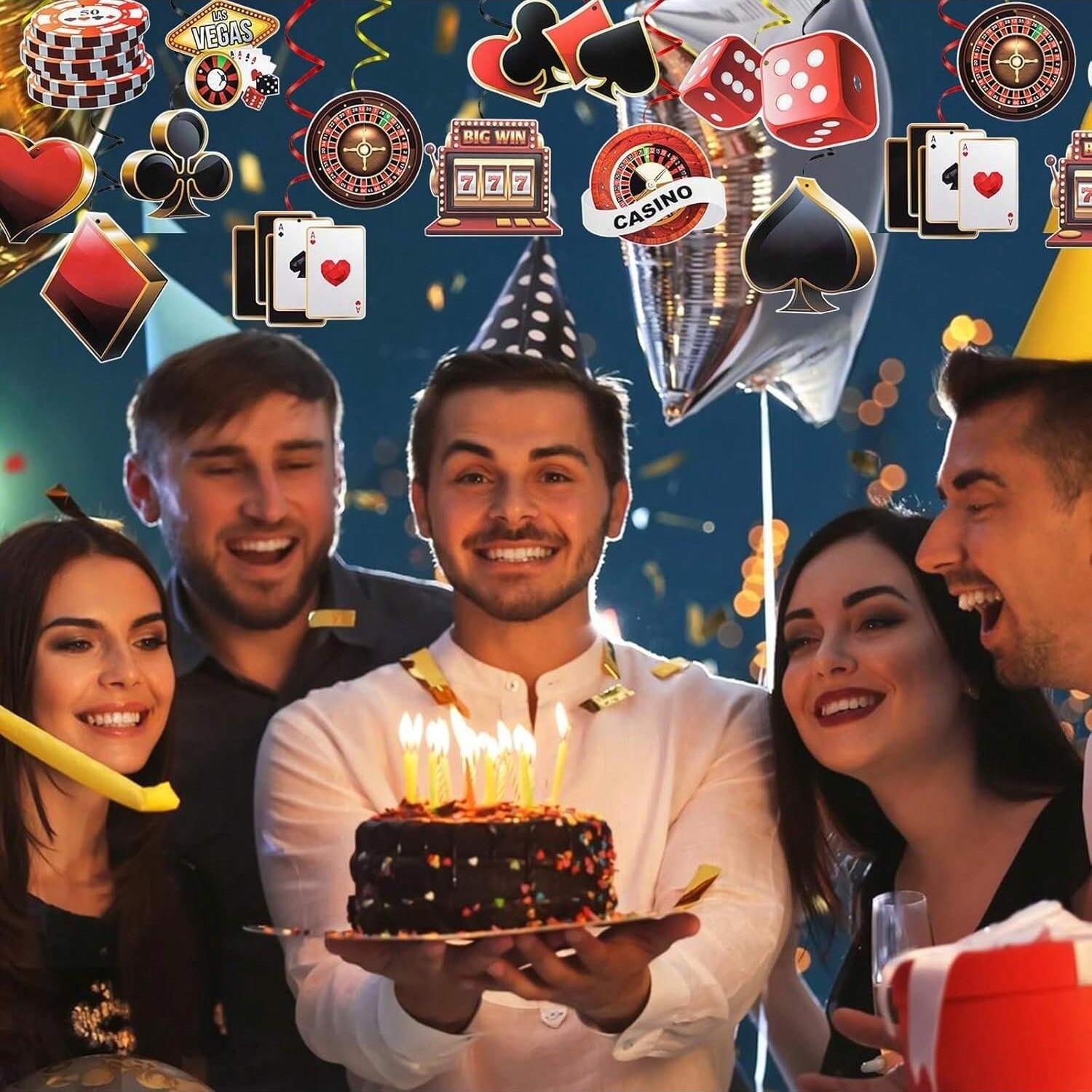Casino Theme Hanging Swirl Decorations, Las Vegas Poker Party Ceiling Hangings, Casino Poker Game Night Birthday Party Decoration