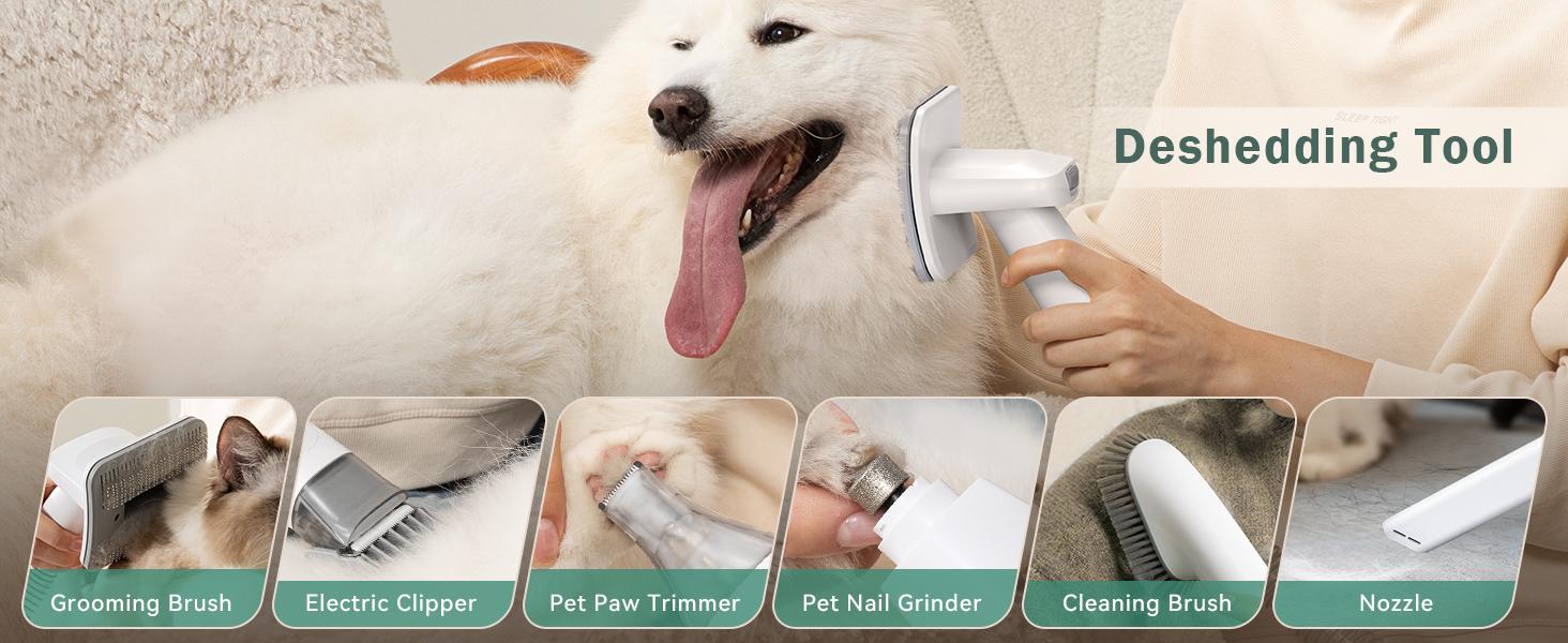 Afloia Dog Grooming Kit, Pet Grooming Vacuum & Dog Clippers, Nail Grinder Trimmer & Dog Brush for Shedding with Vacuum Grooming Tools, Low Noise Dog Vacuum Hair Remover Pet Grooming Supplies Green Portable Afloia Dog Grooming Kit, Pet Grooming Vacuum & Dog Clippers, Nail Grinder Trimmer & Dog Brush for Shedding with Vacuum Grooming Tools, Low Noise Dog Vacuum Hair Remover Pet Grooming Supplies Green Portable