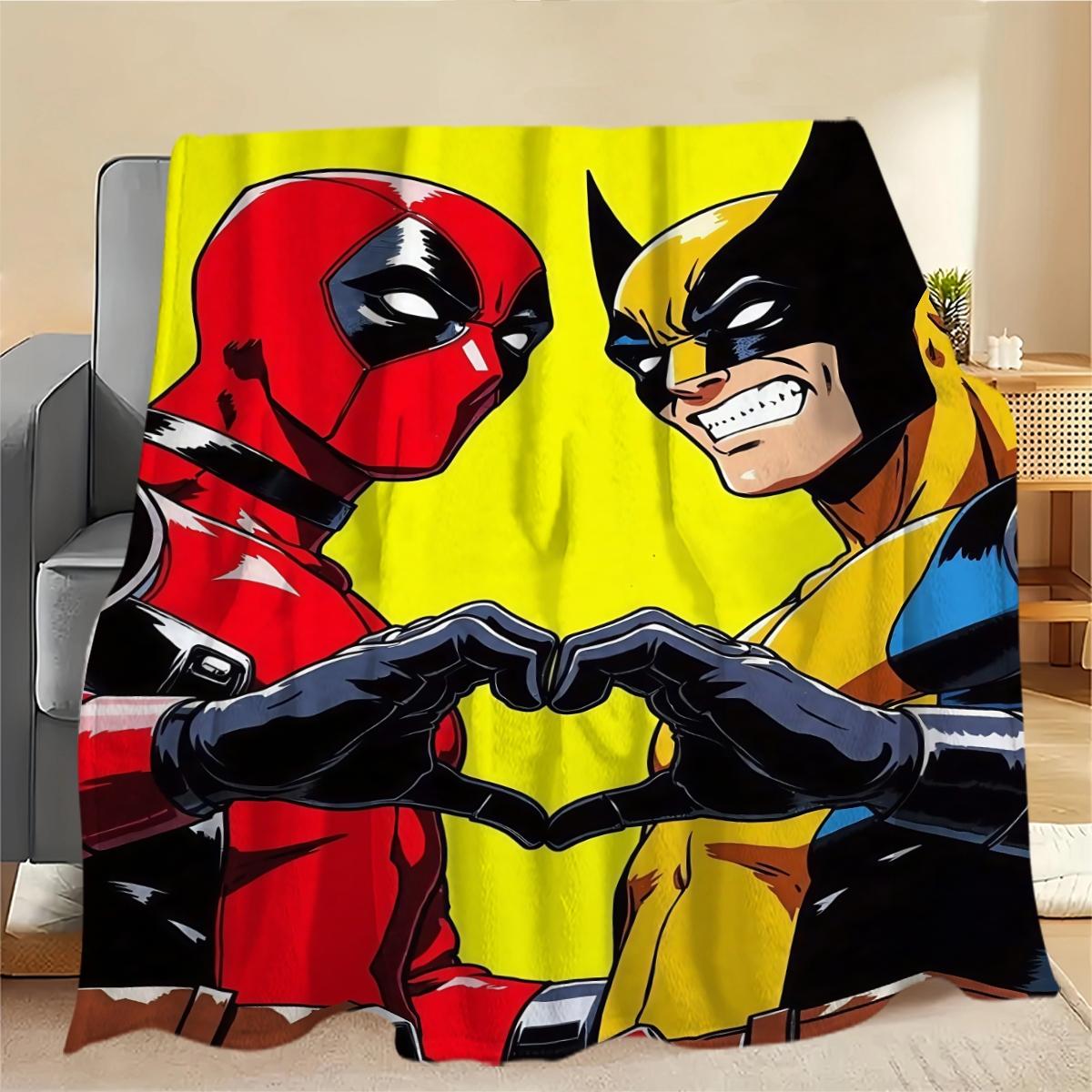 Deadpool Creative Digital Print Flannel Blanket, Thanksgiving Valentine Christmas Gift, Holiday Gift Throw Blanket, Multi-Purpose Outdoor Travel Blanket