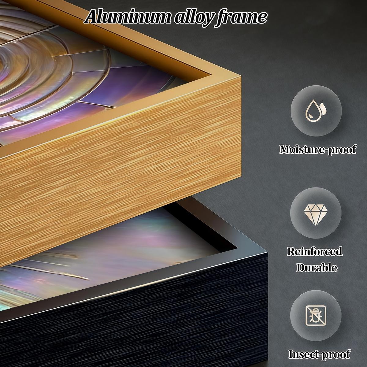 3 Counts Aluminum Alloy Framed Painting, Iridescent Abstract Geometric Art, Home Decoration For Living Room, Bedroom, Office, Restaurant, Hallway Wall Decor, Odorless Print Artwork, Luxury Perfect Gift For Friends And Family