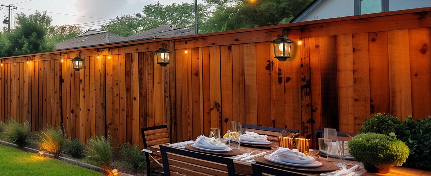 Hoodink Solar Wall Lanterns 2 Pcs with Replaceable Bulb 4 Solar Panels Warm White Outdoor Wall Sconce Anti-Rust Waterproof Design Energy Saving High-Speed Charging