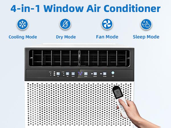 【Back to School】Antarctic Star Window Air Conditioner 12000 BTU to 400 Sq. Ft. —6 Modes 24H Timer Low Noise Quiet Operation Energy-saving Full Window View Remote Control White