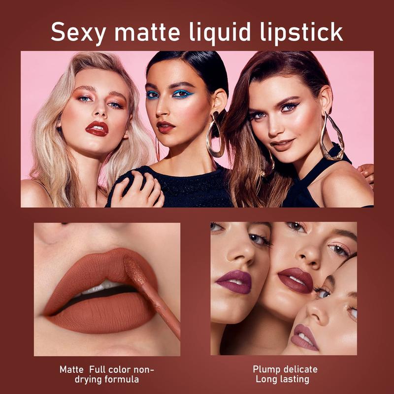 HANDAIYAN 6Pcs Matte Liquid Lipstick Set - Long Lasting & High Pigmented | Nude Lip Stain Makeup Kit - Waterproof, Non-Stick Cup Transfer | Perfect Makeup Gift for Women HANDAIYAN 6Pcs Matte Liquid Lipstick Set - Long Lasting & High Pigmented | Nude Lip Stain Makeup Kit - Waterproof, Non-Stick Cup Transfer | Perfect Makeup Gift for Women