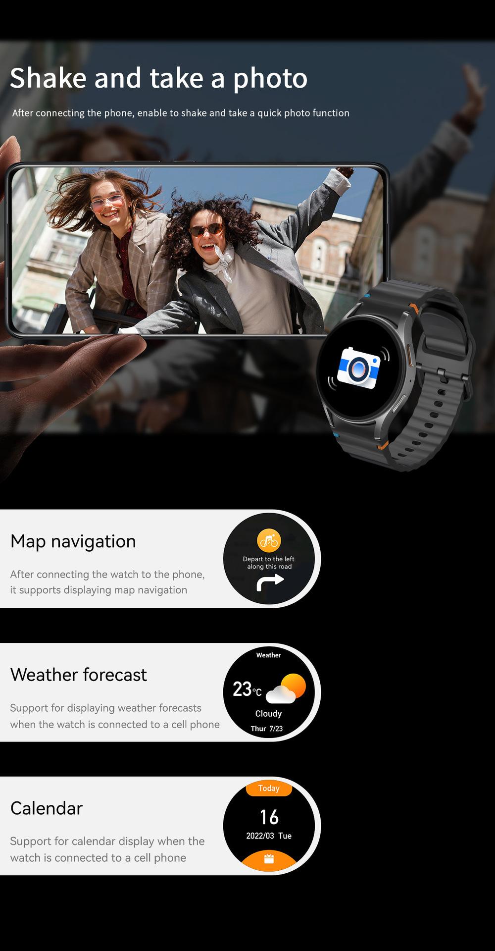 HD Watch7 mini smart watch, Step tracker watch, wireless calling, heart rate, step counting, sleep monitoring, outdoor triple-proof health watch, 1.32-inch HD full touchscreen zinc alloy round dial, unisex, Smartwatch with calls