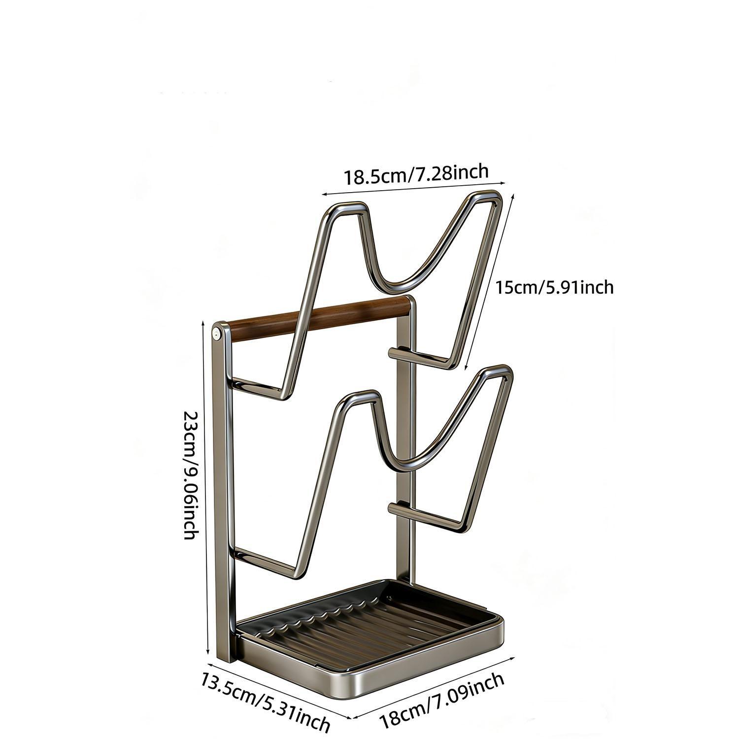 Kitchen Pot Lid Storage Rack, 2026 Upgraded Multi-Functional Pot Lid Organizer, Cooking Lid Holder with Detachable Drip Tray
