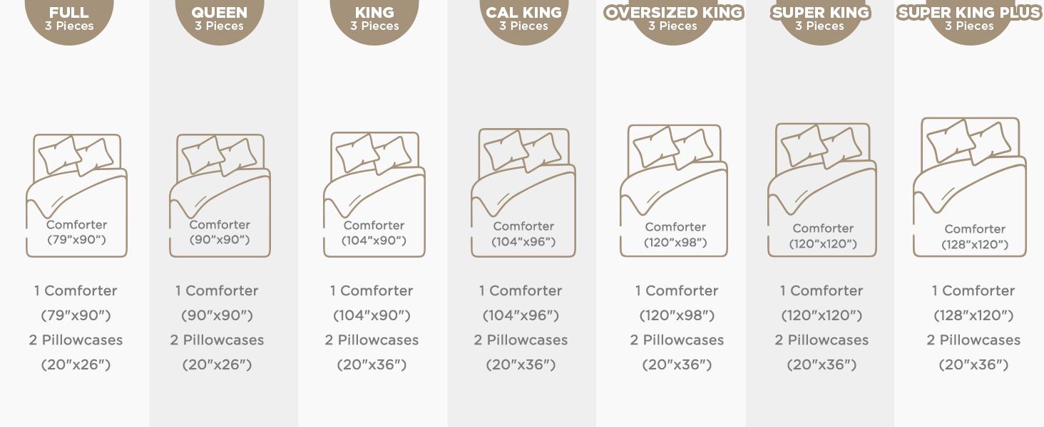 Litanika 3-Piece Comforter Set - Lightweight Fluffy Boho Farmhouse Bedding Queen King Full Sizes Hand-Tufted Geometric Stitching Neutral Two-Tone Design Microfiber Backing Breathable Fill