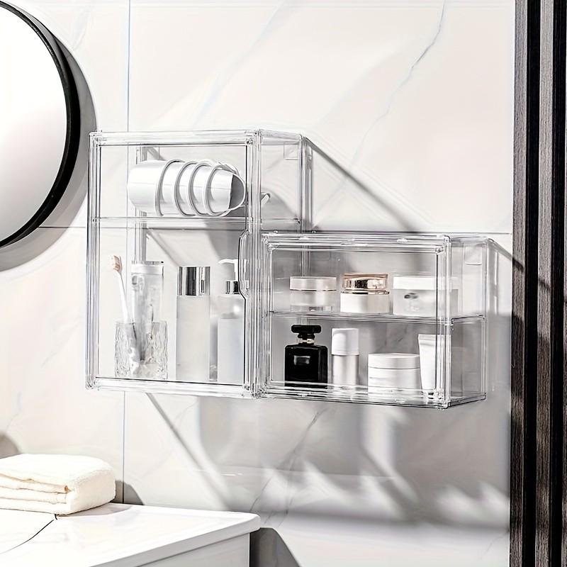 Portable Display Cabinet Organizer with Snap-On Lid, Transparent Acrylic Storage Box for Cosmetics, Toys, Jewelry, Collectibles