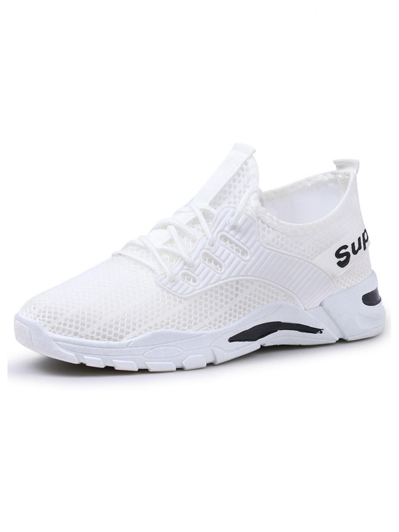 Men's casual sports shoes, simple woven shoe wrap comfortable, thick sole design stable support, heel loop and brand logo fashionable embellishment, classic and versatile color matching, preferred for daily commuting leisure sports wear