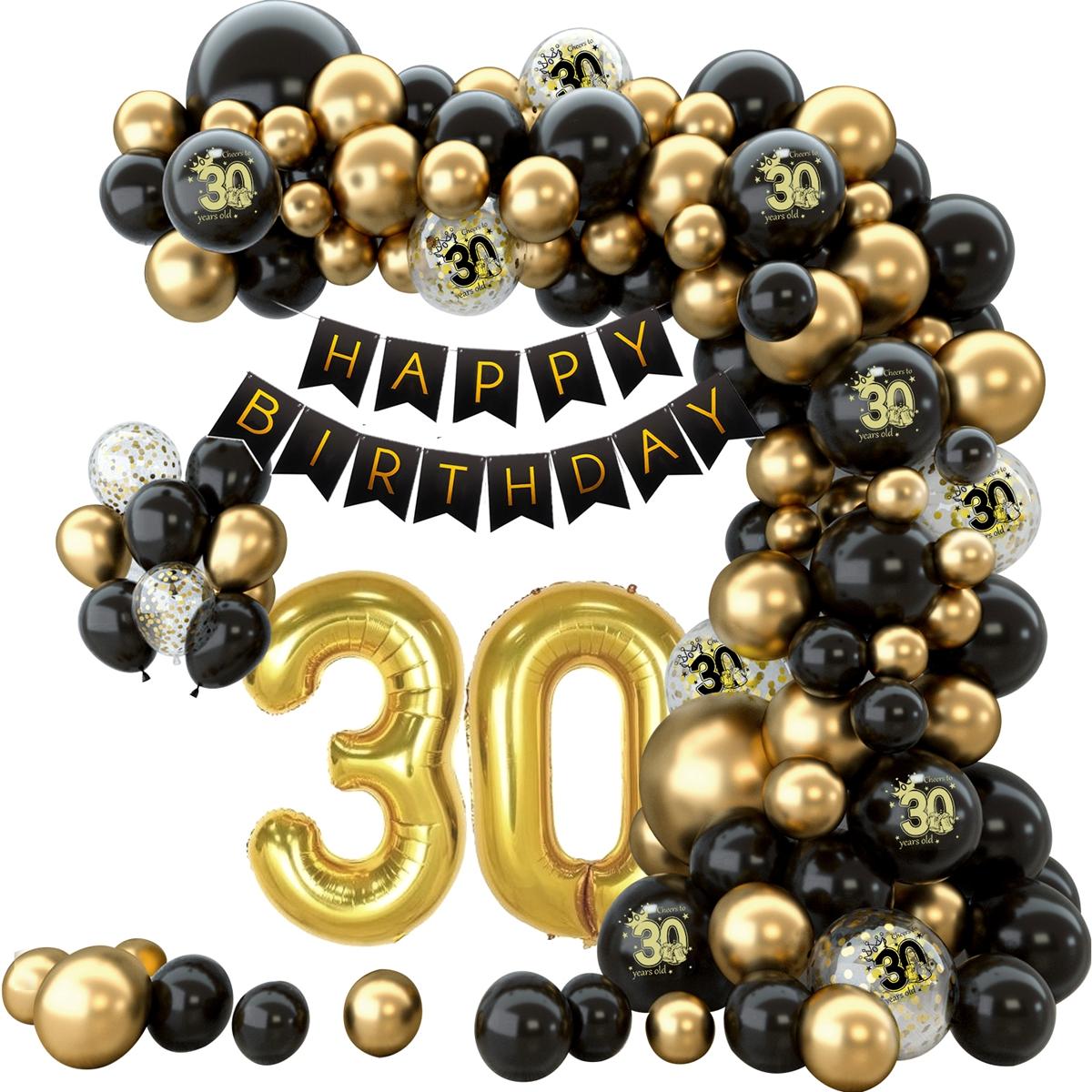 30th 40th Birthday Balloon Garland Banner Set,88pcs Gold Black 30 40 50 Birthday Confetti Balloon Decoration,30 Years Old Happy 30th Birthday Party Banner Decor