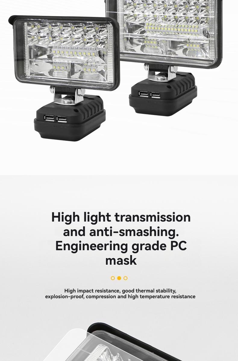 High Brightness LED Work Light Compatible with Makita & Dayi Lithium Batteries, Super Bright Outdoor Floodlight, Portable Emergency Job Site Lamp for Construction Repair Camping, Waterproof Cordless LED Flashlight Tool Light