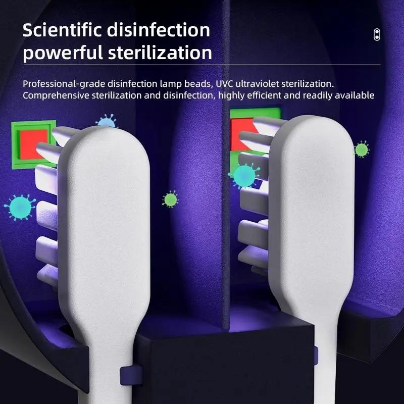 Double-person toothbrush disinfection device, equipped with LED intelligent screen, featuring intelligent sensing, automatic UV opening/closing, intelligent disinfection, air drying, hole-free wall mounting, detachable design, suitable for home use