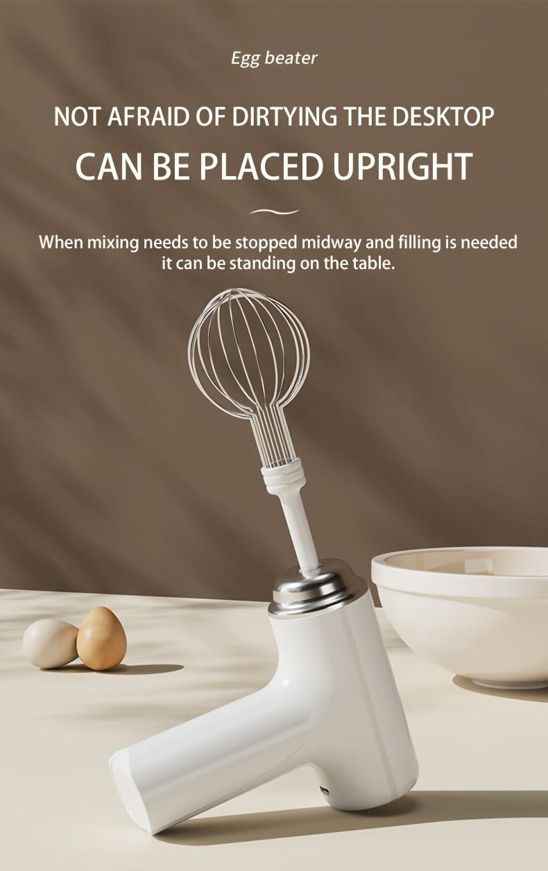 Cordless Electric Hand Mixer 3-Speed Rechargeable Whisk with 2 Detachable Heads Portable Compact Baking Tool for Thin Batter Eggs Cookies for Tiny Kitchen RV Camping Purple & White