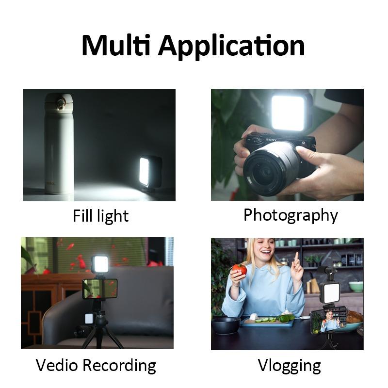 Portable Light, Rechargeable LED Video Light, Camera Fill Light, 6000K Light with Cold Shoe Mount for Sony, Nikon, Canon DSLR Camera and Vlogging, Live Streaming