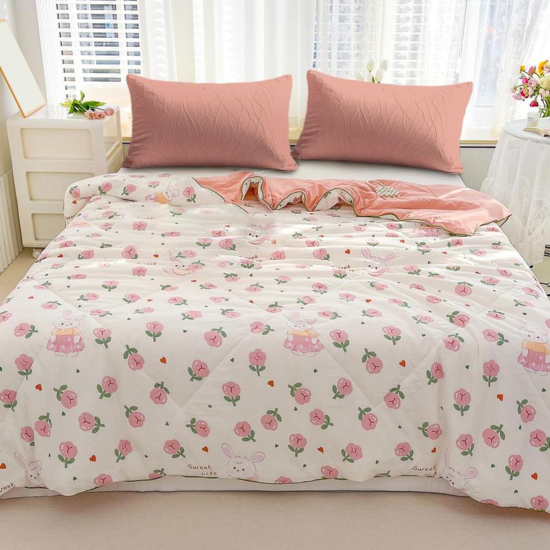 1pcs of small floral print summer quilt, super soft and skin-friendly air-conditioned quilt, suitable for use in all seasons, bedrooms, and living rooms