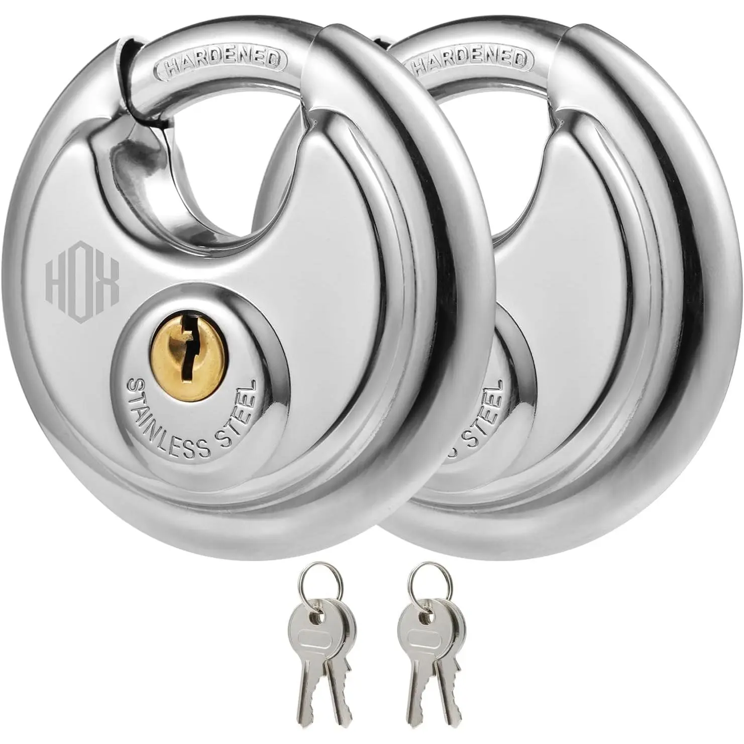 HOX Keyed-Alike Disc Padlock, Shackle, 2-Pack