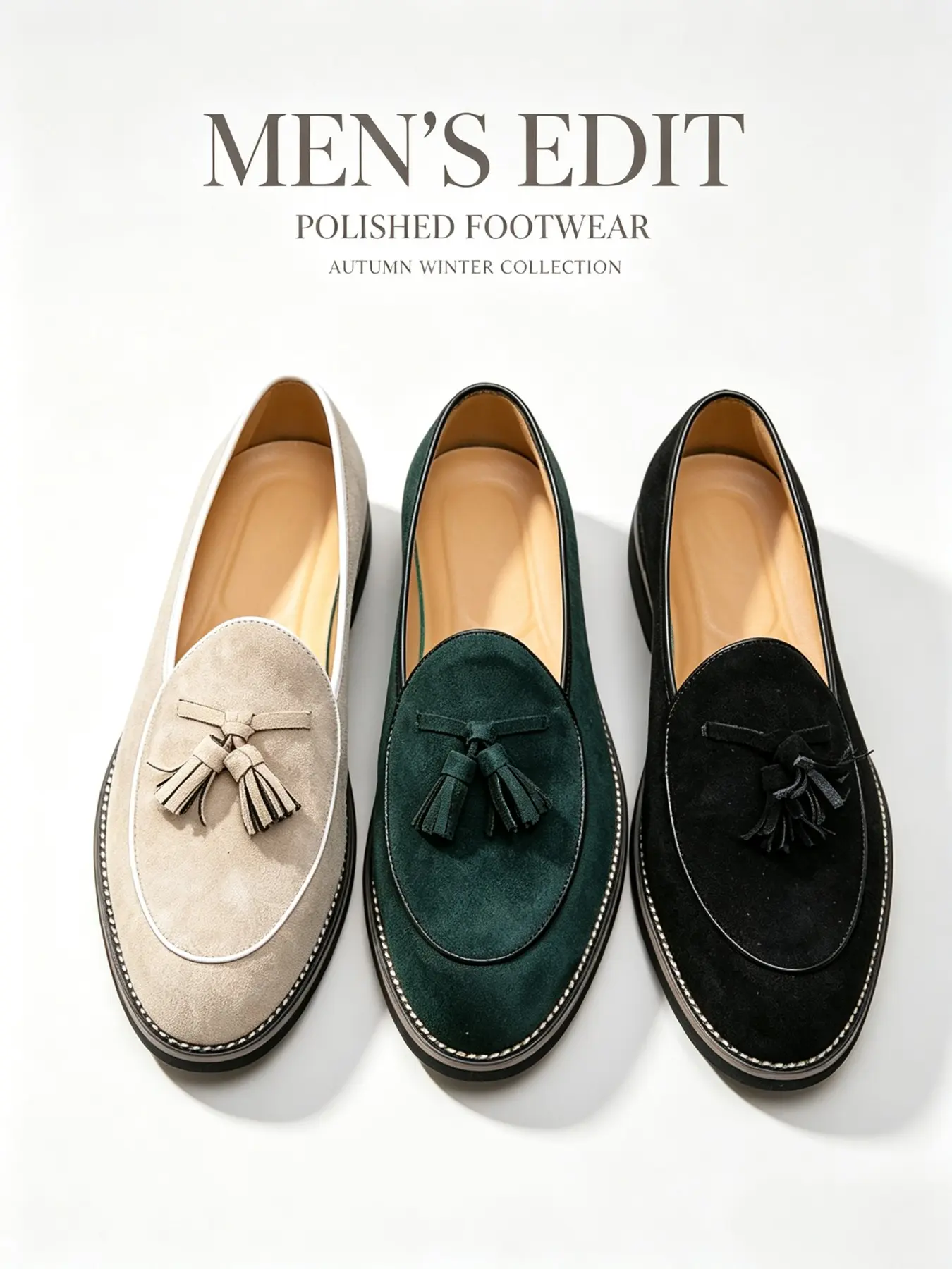 Men's Casual Business Style Loafers, Velvet Fringe Design, Round Toe, Rubber Sole, Medium Width, All Seasons, Business Party Wedding Shoes