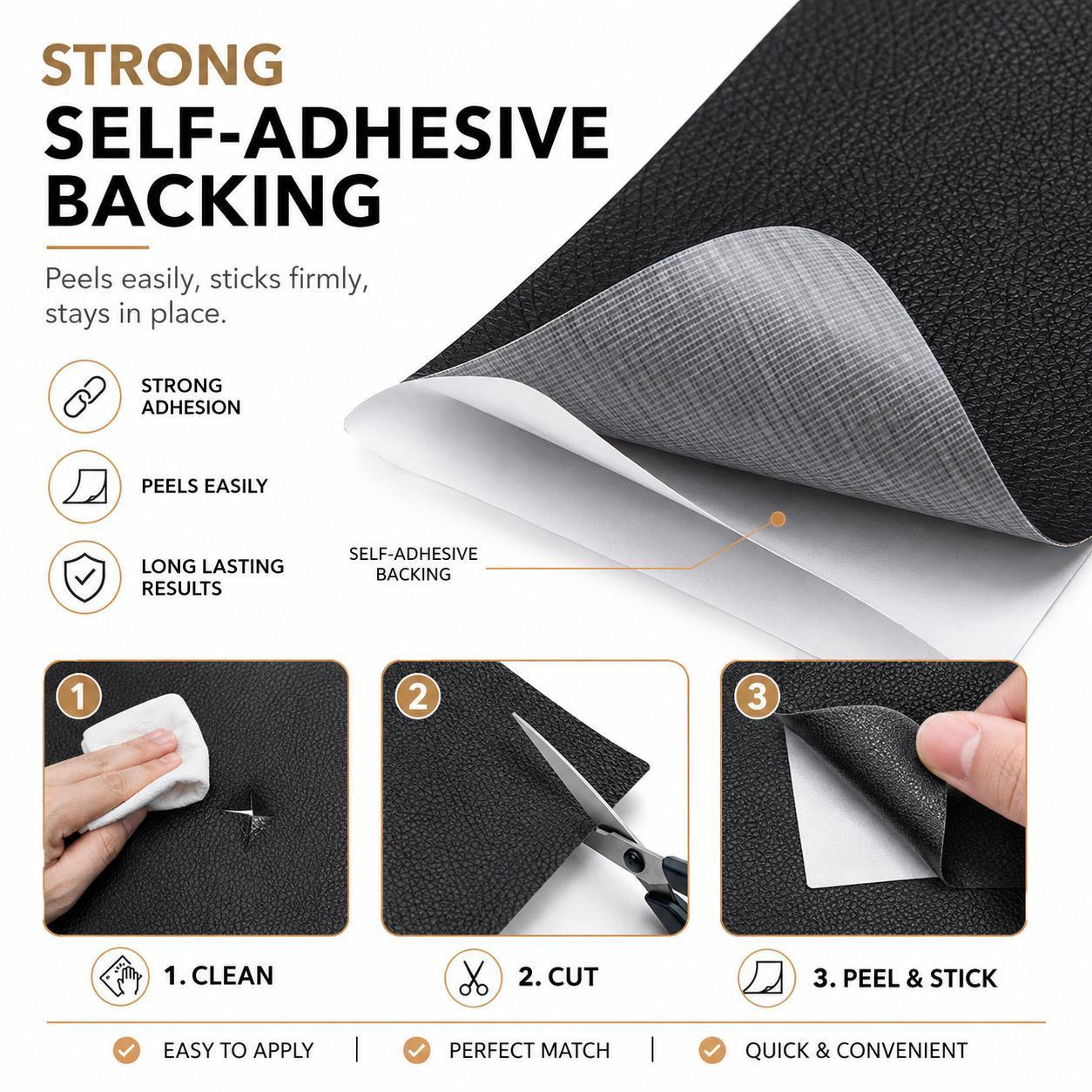 20" x 54" Self-Adhesive Leather Repair Patch, Waterproof Vinyl Repair Roll for Couch, Chair, Car Seat, Sofa & DIY Furniture Fixes