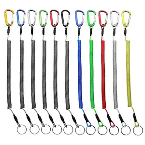 Keychains Anti-lost Rope Retractable with Keyring Carabiner Theftproof Coiled Spring Fishing Pliers Anti-lost Safety Lanyard