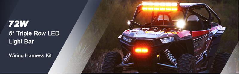 Nilight Led Light Bar 2PCS 5Inch 72W 10800Lumens Yellow Flood Beam Fog Driving Lamps Off-Road Lights with 16AWG Wiring Harness Kit-2 Lead harness kit-2 light pod fog boat  Vehicle  dealsforyoudays