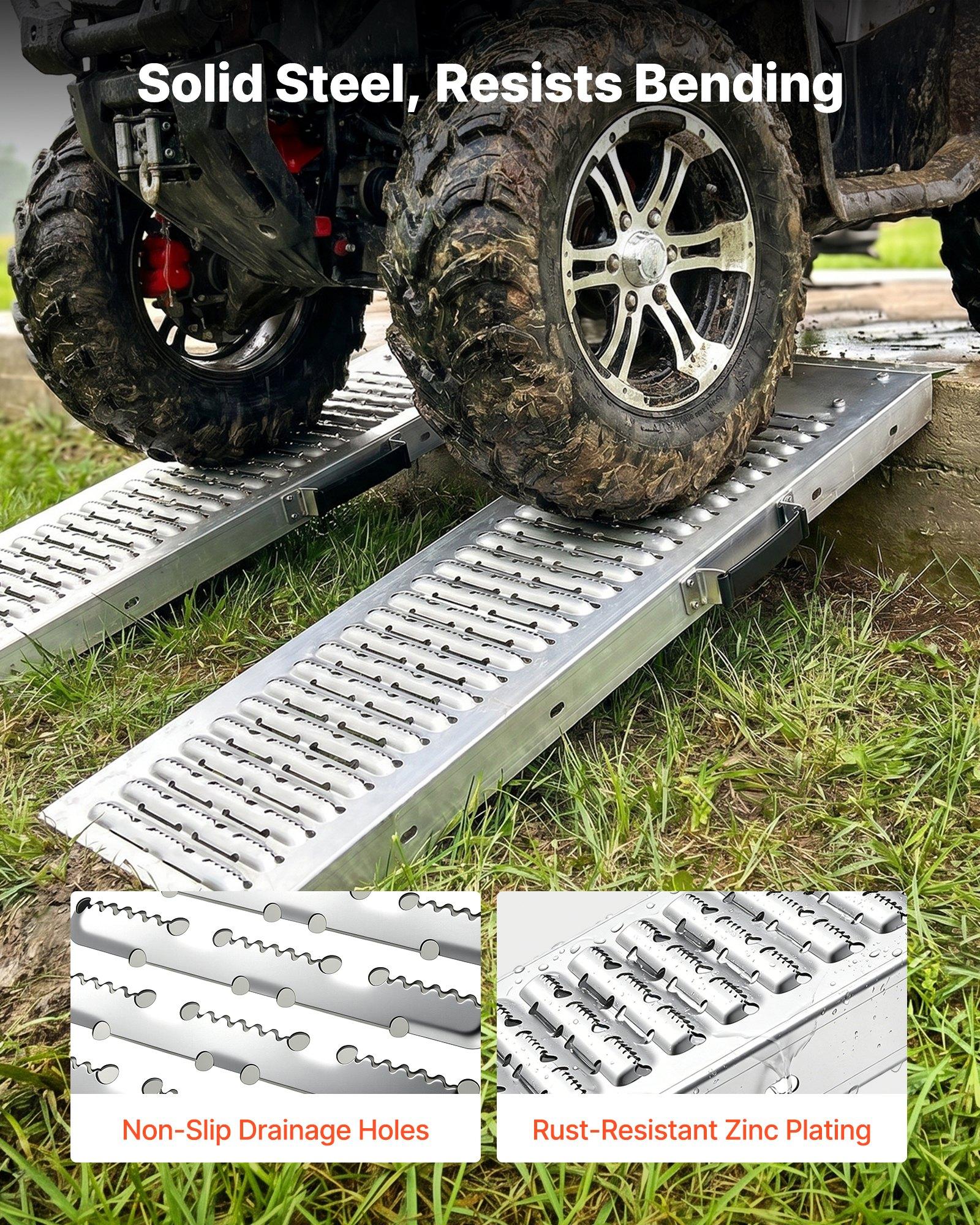 VEVOR Trailer Ramps, 2PCS 39 x 9 in, Heavy-Duty Steel ATV Ramp Set with Anti-Slip Plates, 1200LBS Combined Capacity Loading Ramps for Motorcycles, Lawn Mowers, Farm Tractors, Carts