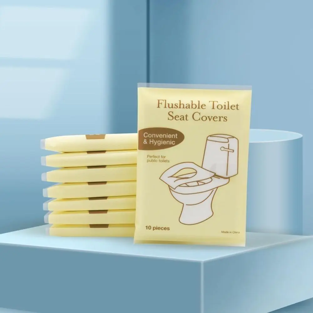 10 Pcs Dissolvable Disposable Toilet Seat Covers, Flushable Travel Toilet Paper, Portable Sanitary Restroom Supplies, Clog-Free Hygiene Liner for Camping Road Trips Public Washrooms, Pack, Lightweight, Traveling, Biodegradable, Hygienic