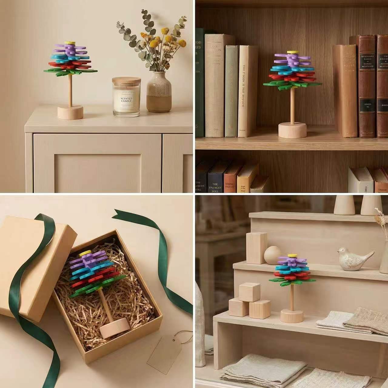 Creative Stress Relief Spiral Flower, Style Home Decor, Multicolor Wooden Craft, Visual Feast, Explore Wooden Flowers Magic