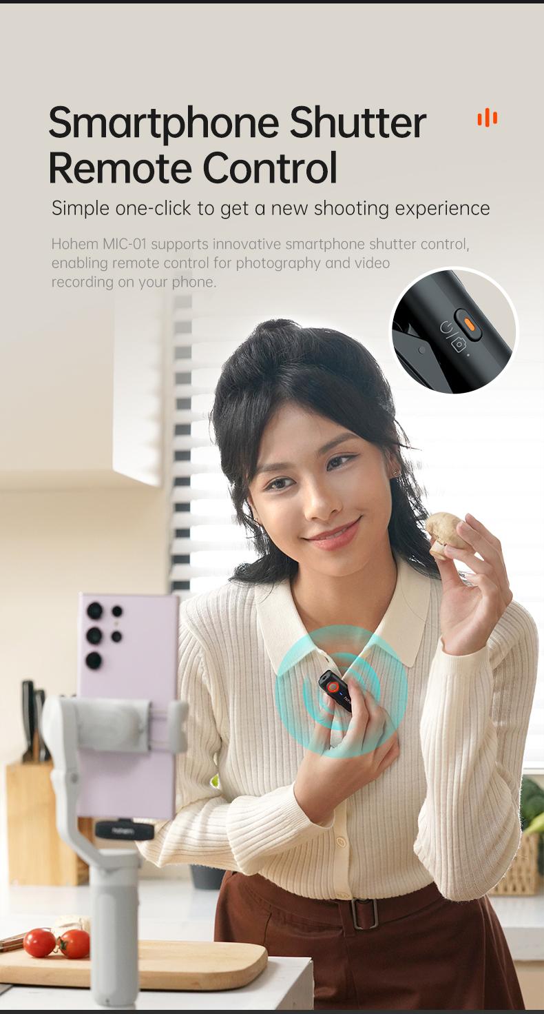 hohem MIC-01 Wireless Lavalier Microphone, DSP Noise Cancellation, 20-Hours Battery, Wireless Mircophone for Android, PC, Camera, Interview, Vlogs (2 TX + 1 RX + Charging Case),Perfect with hohem iSteady M6/ MT2/ Mobile+/Android/ Iphone 17 series hohem MIC-01 Wireless Lavalier Microphone, DSP Noise Cancellation, 20-Hours Battery, Wireless Mircophone for Android, PC, Camera, Interview, Vlogs (2 TX + 1 RX + Charging Case),Perfect with hohem iSteady M6/ MT2/ Mobile+/Android/ Iphone 17 series