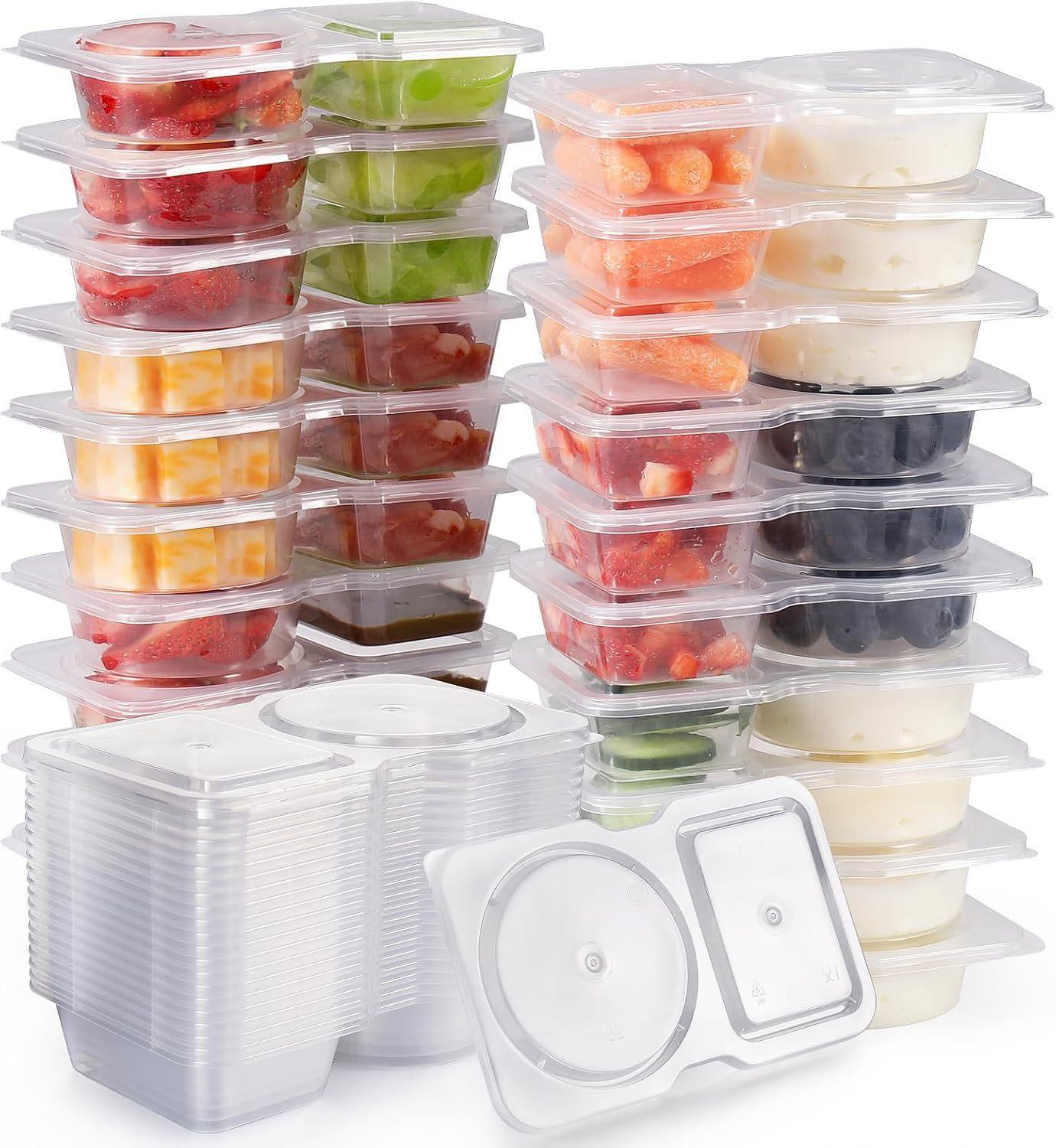 20PCS 40PCS Double Compartment Snack Containers Reusable Lids Snackle Box for Travel Camping Work Daily Use