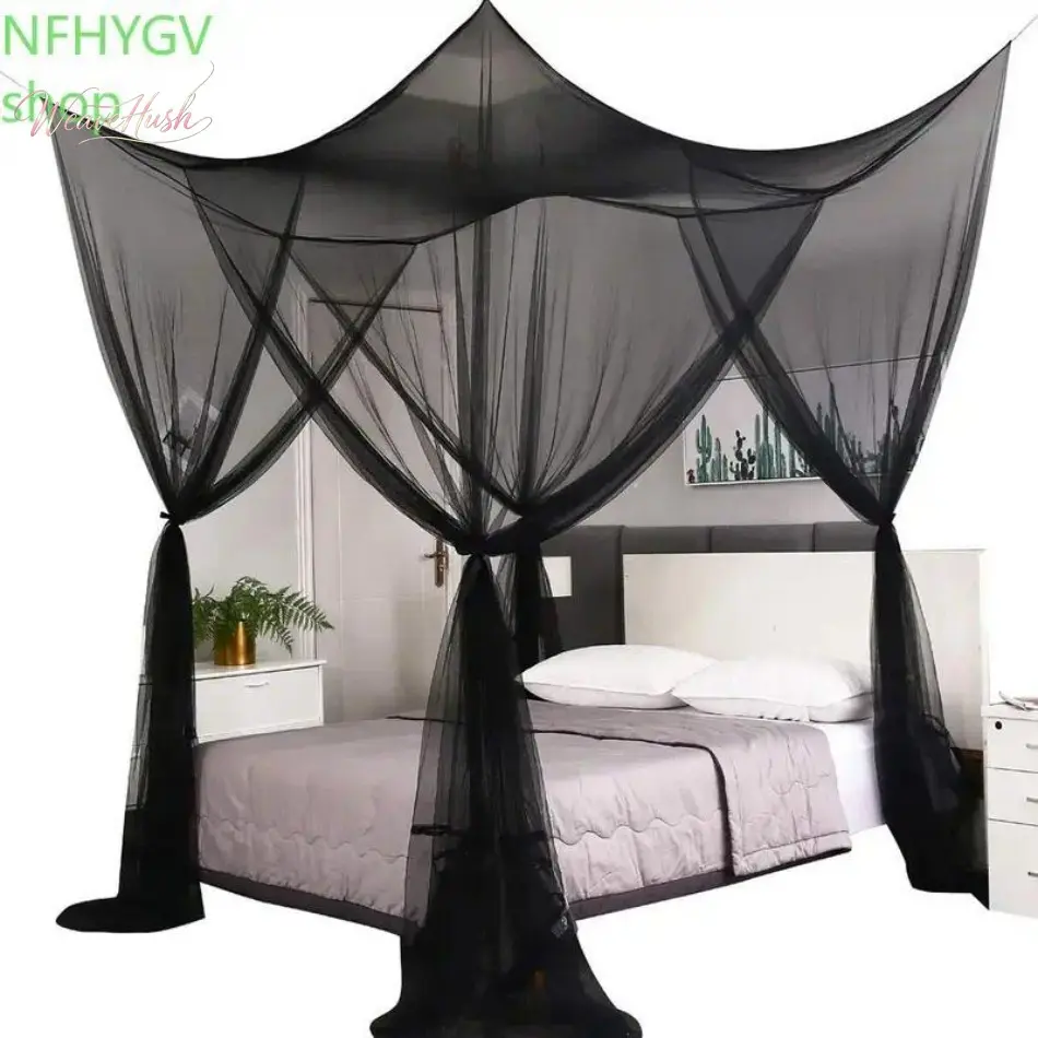 4-Corner Hanging Mosquito Net Canopy, Breathable Mesh Bed Curtain Set, Lightweight Insect Blocking Bed Accessory, Easy Install for Bedroom Camping Indoor Space Partition, sohochic