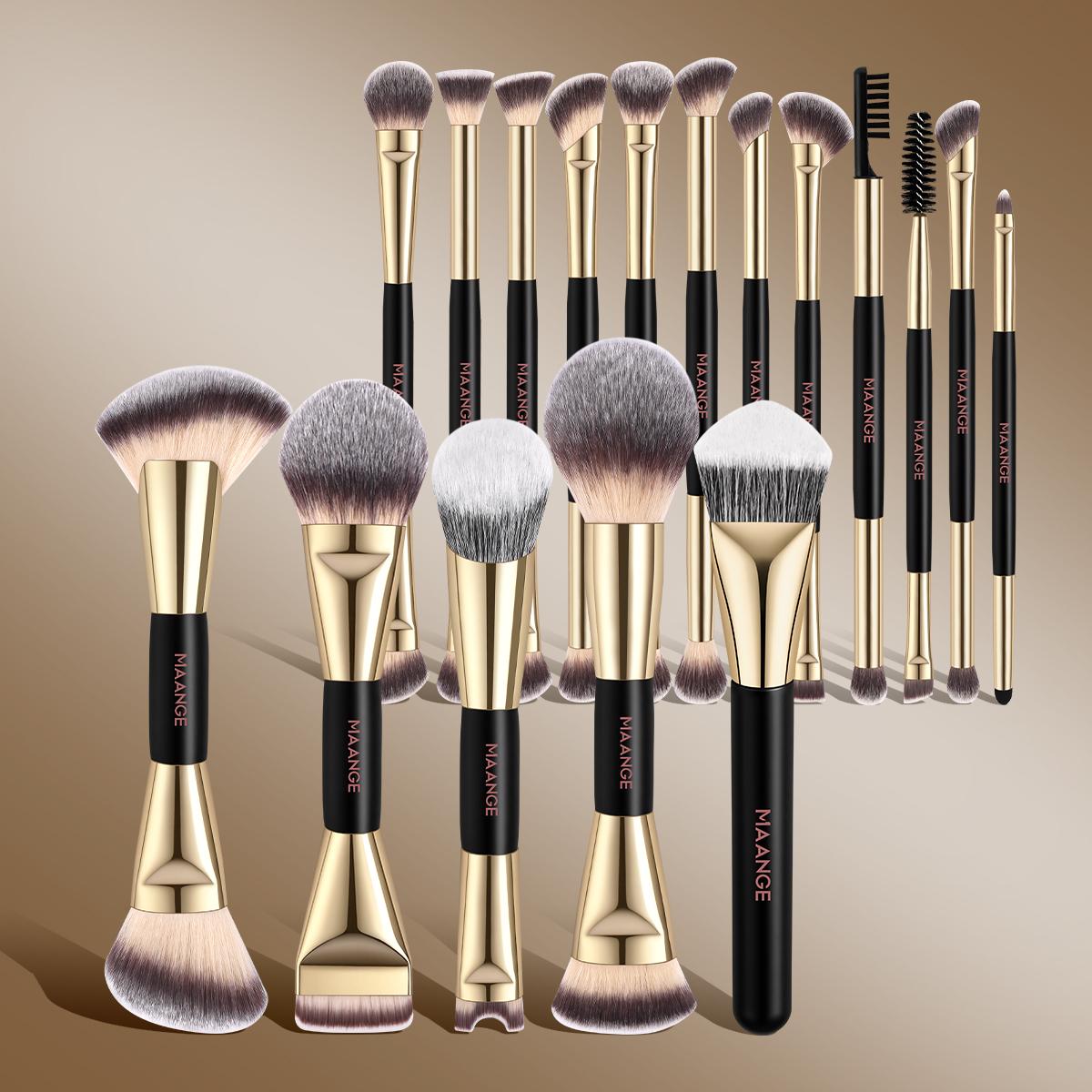 MAANGE 17-Piece Professional Makeup Brush Set with Storage Case Blush Brush, Foundation Brush, Eyeshadow Brush, Highlighter Brush, Contouring Brush, Eyebrow Brush, Mascara Brush, Powder Brush. Makeup Tools Gift for Women & Girl Travel Makeup Brush Set
