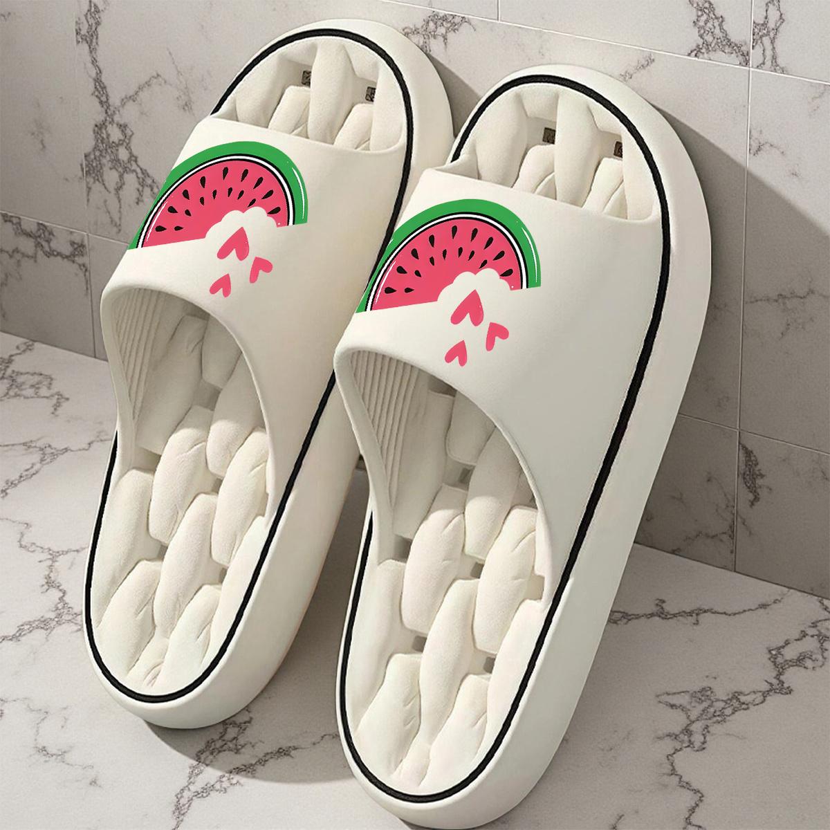 1 Pair Unisex New Style Slippers, Sweet Watermelon Heart Pattern Summer Slippers, Women's Summer Slippers, Indoor/Outdoor Summer Slippers, Holiday Gift Slippers, House Slippers, Beach Slippers, Bathroom Slippers, Birthday Gift Slippers, Casual Summer