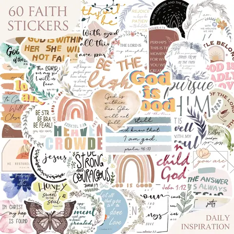 Christian Bible Verse Sticker, 50pcs/set Scripture Inspiring Journaling & Religious Study Decals, Waterproof Self Adhesive Decor Paper, Waterproof Durable Sticker Packs, Adhesive Stickers