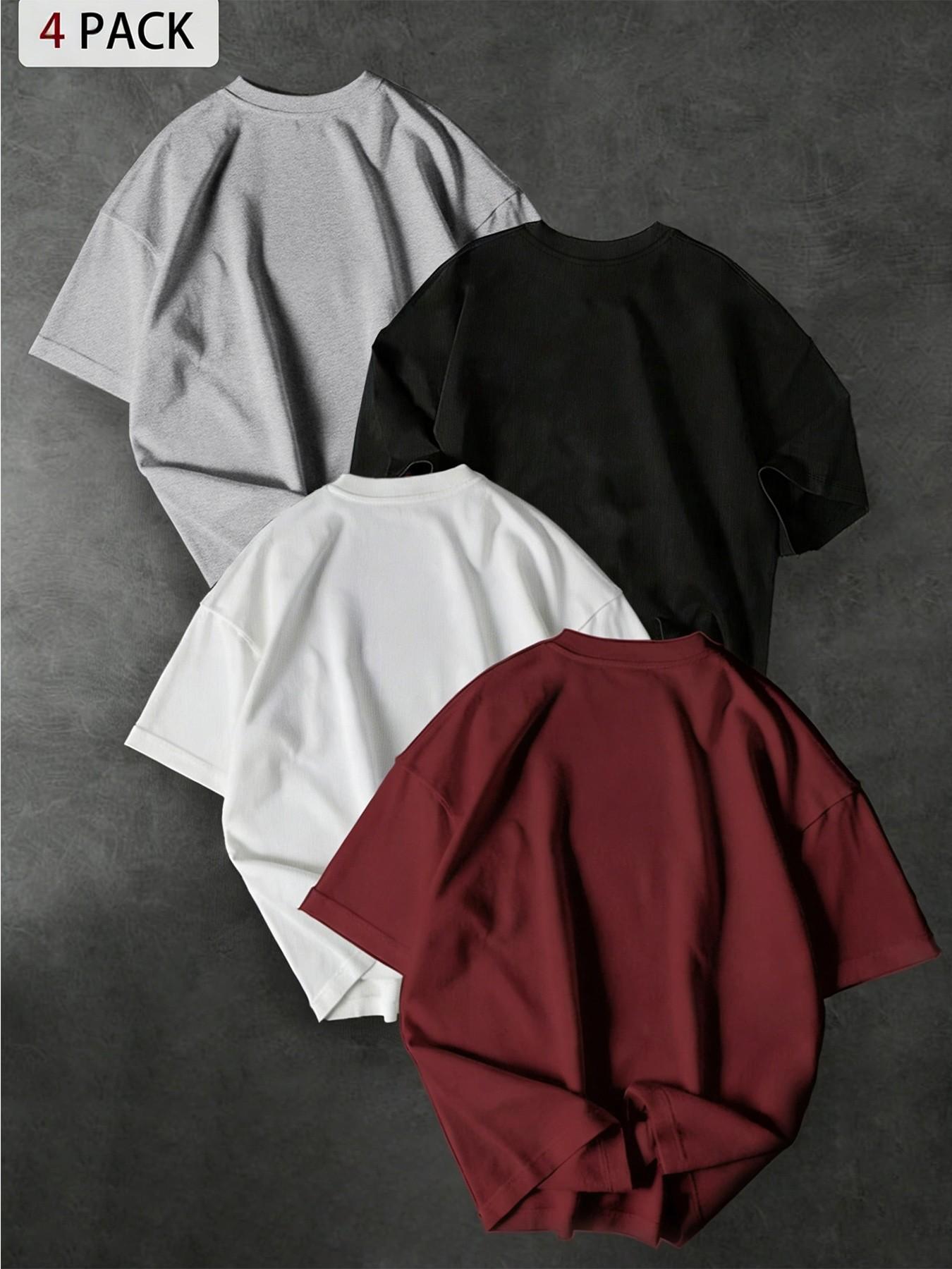 4 Pack Unisex Multi-Color Dumbbell Graphic Prints T-Shirts, Casual Crew Neck Short Sleeve Tops for Men and Women Daily Outings and Fitness