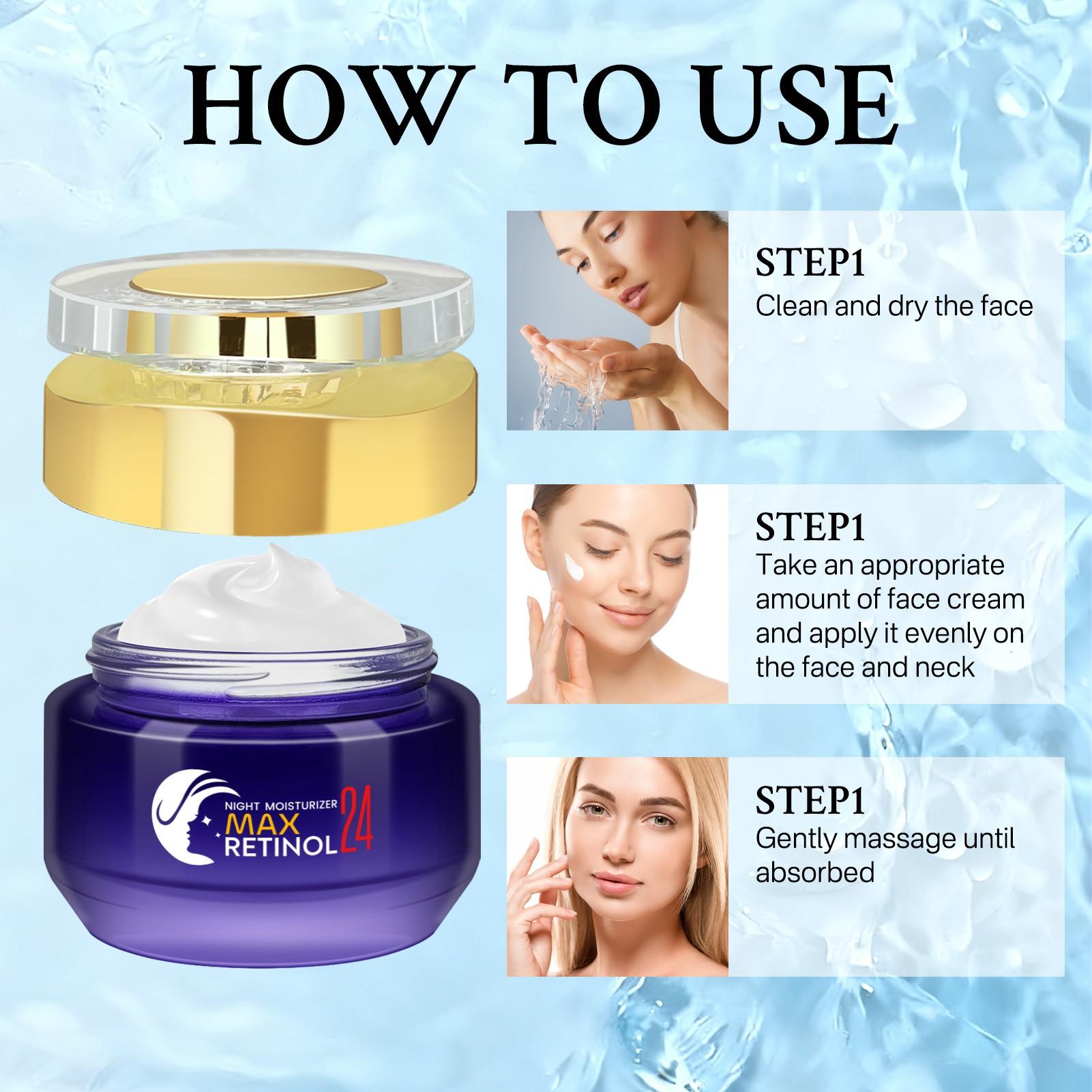 50g Retinol Night Balm, 24-Hour Moisturizer, Anti-Wrinkle, Collagen Peptide, Niacinamide, Hyaluronic Acid, Firming, Brightening, All Skin Types