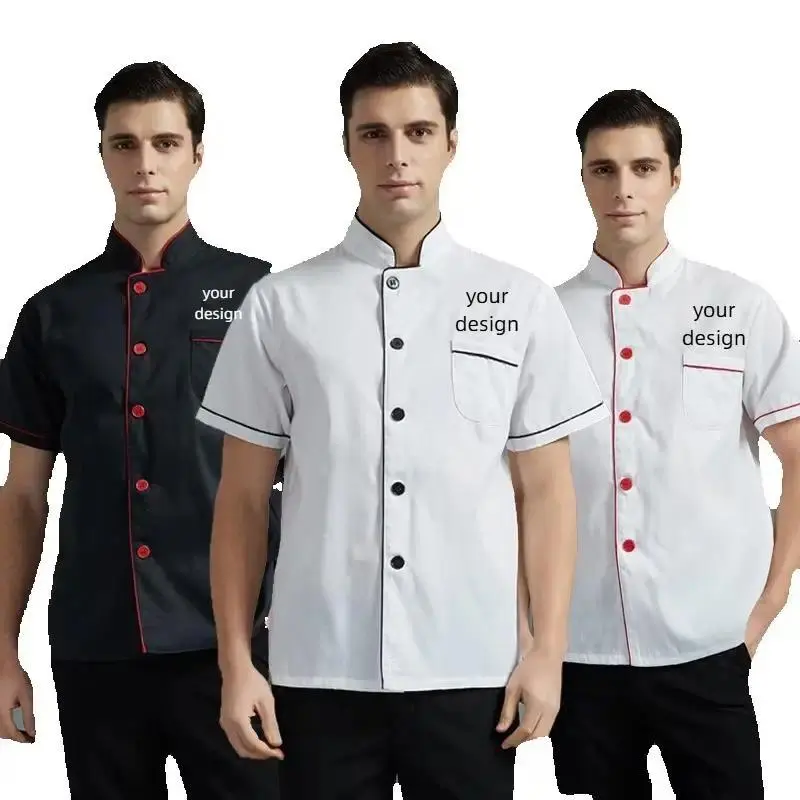 Summer Men's Chef Uniform Jacket Thin Cheap Personalized Design Custom Print Logo Cooking Clothes Kitchen Shirt Hotel Fast Food