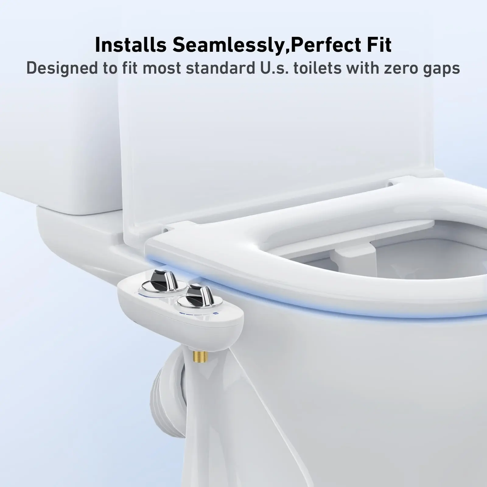 GAOMON Non-Electric Ultra-Slim Toilet Bidet Attachment with Dual Self-Cleaning Nozzles, Adjustable Cold Water Flow, Rear Wash, Feminine Wash, Easy Installation, Leakproof Brass Inlet, Multiple Color Options, Adjustable Flow