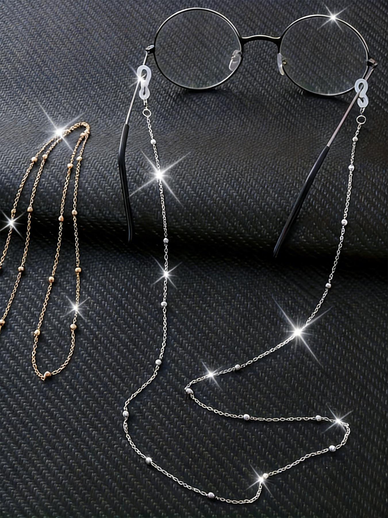 Clip-On Eyeglass Chain Metal Sunglasses Strap, Anti-Lose Eyewear Cord, Elegant Baroque Design, 2-Piece Set for All Seasons