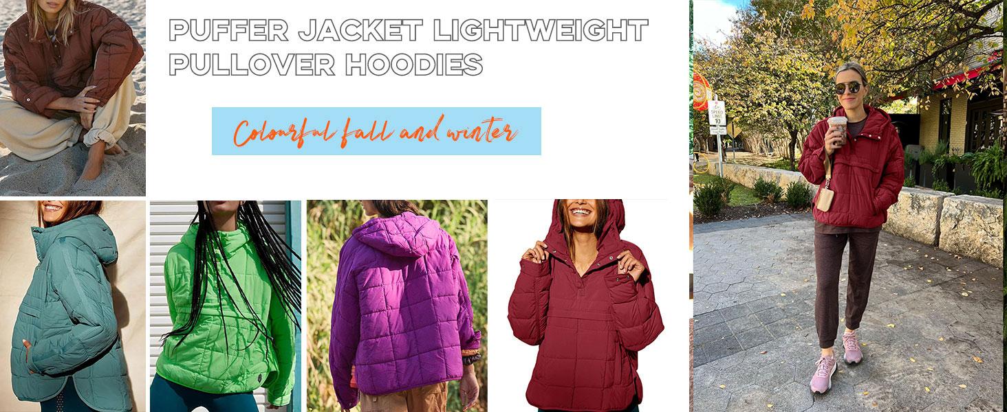 YeeZaa Women's Oversized Hooded Puffer Jacket 2025 TikTokShopHolidayHaul Christmas Quilted Lightweight Winter Warm Pullover Padded Hoodies Coat Casual Outerwear