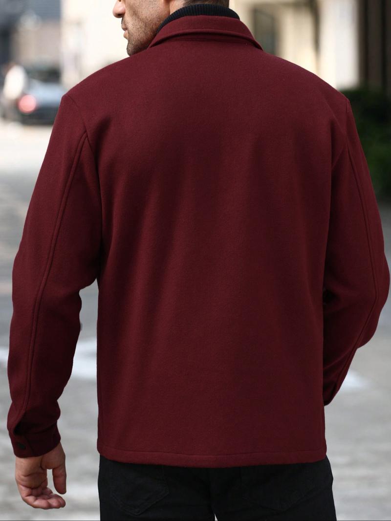 Men's Simple Woolen Jacket Coat, Fashion Casual Design, Suitable for Work or Outing, Lightweight Outerwear, Enhance Your Wardrobe Taste Men's Simple Woolen Jacket Coat, Fashion Casual Design, Suitable for Work or Outing, Lightweight Outerwear, Enhance Your Wardrobe Taste