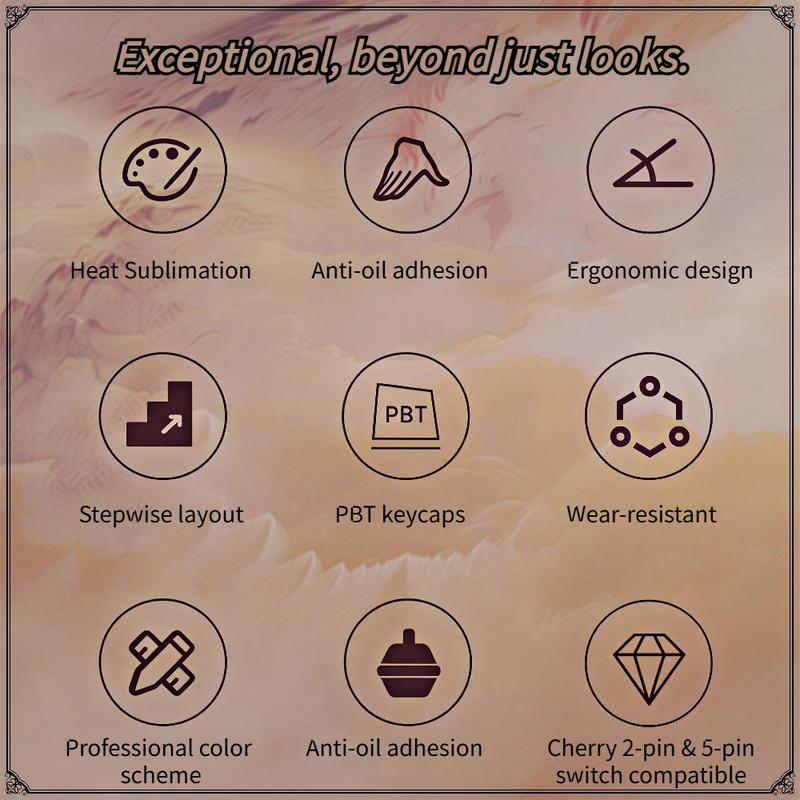 New 120-key Cream Bear Themed Side-Engraved Translucent Keycaps, CHERRY Profile Double-Shot PBT Material, Adopting 5-Side Dye-Sublimation Technology, Wear-Resistant, Anti-Shine, Mechanical Keyboard Keycaps, Gaming Keyboard Keycap