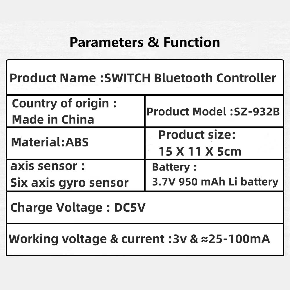 Wireless Controller with RGB LED, Six-Axis Gyroscope Vibration Adjust, Bluetooth-compatible Game Handle for Switch PC Android iOS Devices, Wireless Gaming Controller