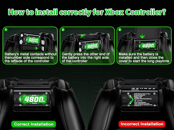 Galaxy 2×4800mWh Rechargeable Battery Pack for Xbox Controllers - High-Capacity, Long-Lasting, Fast Charging, Rechargeable Batteries with 6-LED Mode Charging Dock, Compatible with Xbox One, One Elite, One S/X and Series S/X, Console, Smartphone
