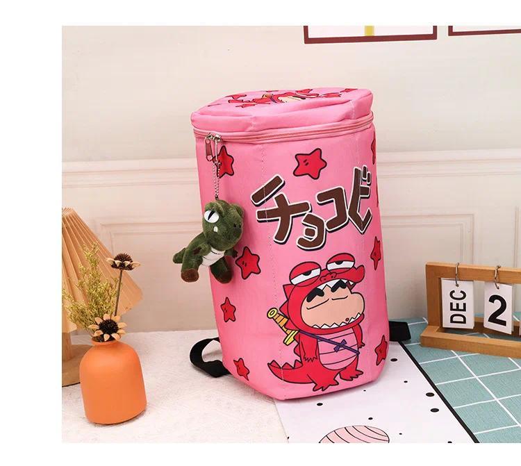 Crayon Shin-Chan Same Style Cute Backpack Crocodile Biscuit Backpack Top Zipper Badminton Racket Bag Portable Large Capacity Bag